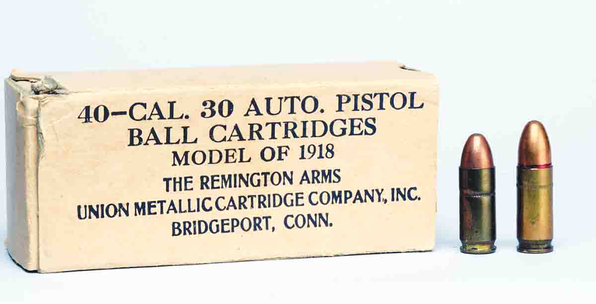 The 7.65mm French Long was patterned after the U.S. Model 1918 cartridge intended for use in 1903 Springfields by means of a semiauto Pedersen Device.